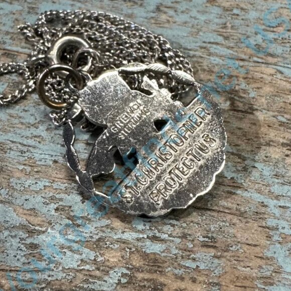 Vintage St. Christopher Necklace Sterling Silver - Picture 3 of 4